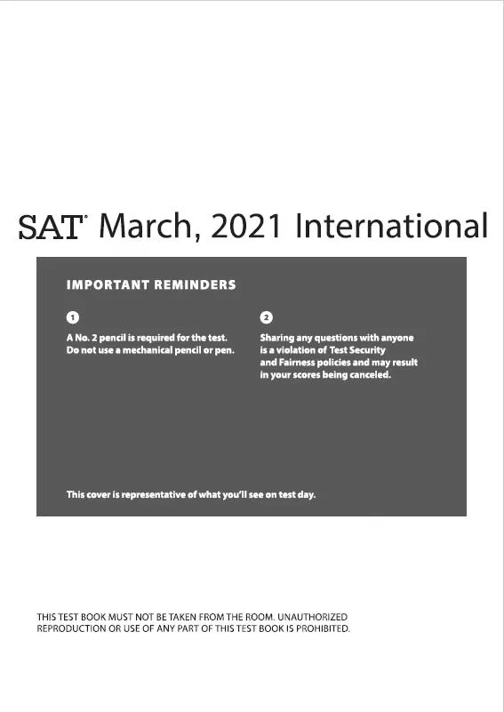 SAT March,13 2021 International Test and Answer PDF第0张