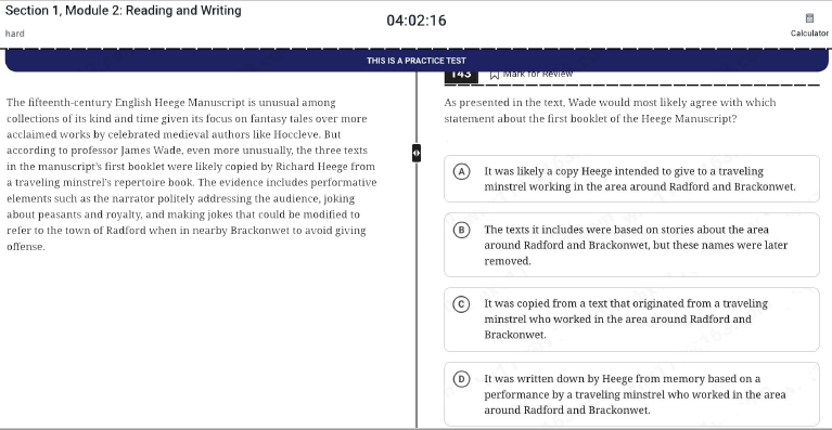 March 2026 digital sat test paper and Answer PDF(A)第1张
